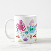 Onderwater Roze Zeemeermin en Octopus Ocean Fantas Koffiemok (Links)