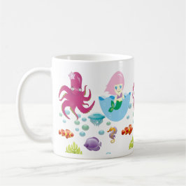 Onderwater Roze Zeemeermin en Octopus Ocean Fantas Koffiemok