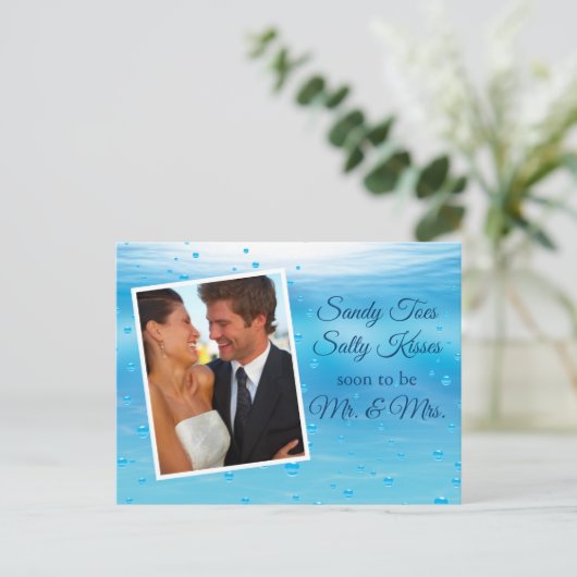 Onderwater Sandy Toes Zoute Kusjes Save the Date Briefkaart (Staand voorkant)