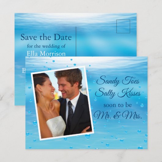 Onderwater Sandy Toes Zoute Kusjes Save the Date Briefkaart (Voorkant / Achterkant)