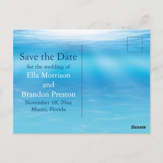 Onderwater Sandy Toes Zoute Kusjes Save the Date Briefkaart (Achterkant)