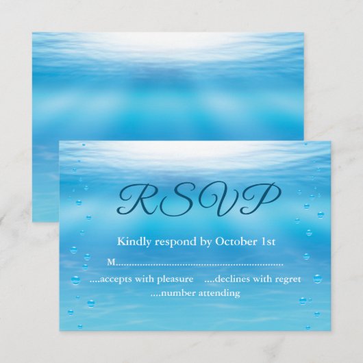 Onderwater Sandy Toes Zoute Kusjes Strandbruiloft RSVP Kaartje (Voorkant / Achterkant)