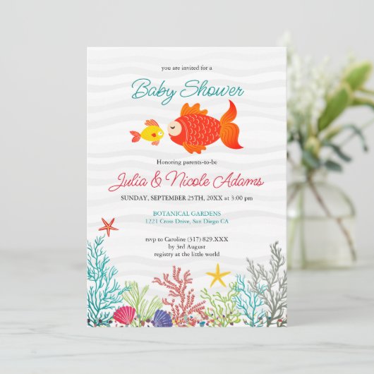 Onderwater Schattige Zeewezens Baby Shower Kaart (Staand voorkant)