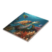 Onderwater schildpad zwemmen oceaan keramische Teg Tegeltje (Zijkant)