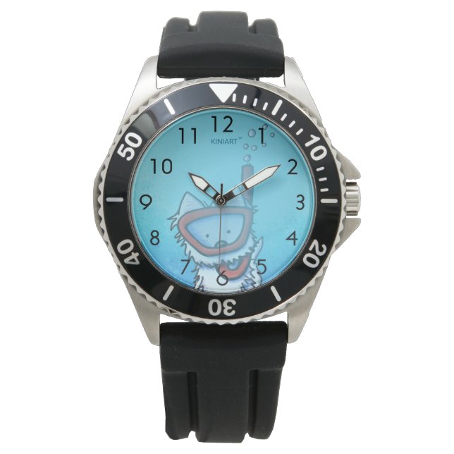 Onderwater Scuba Westie Polshorloge Horloge (Voorkant)