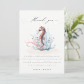 Onderwater Seahorse Seaweed Coral Wedding Bedankkaart (Staand voorkant)