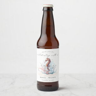 Onderwater Seahorse Seaweed Coral Wedding Bier Etiket