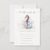 Onderwater Seahorse Seaweed Coral Wedding RSVP Kaartje (Voorkant)