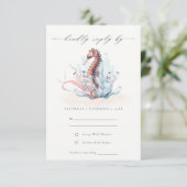 Onderwater Seahorse Seaweed Coral Wedding RSVP Kaartje (Staand voorkant)