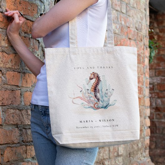 Onderwater Seahorse Seaweed Coral Wedding Tote Bag