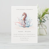 Onderwater Seahorse Seaweed Vow Renewal Invite Bedankkaart (Staand voorkant)