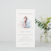 Onderwater Seahorse Seaweed Vow Renewal Invite Bedankkaart (Staand voorkant)