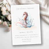 Onderwater Seahorse Seaweed Vow Renewal Invite Bedankkaart