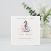 Onderwater Seahorse Seaweed Vow Renewal Invite Bedankkaart (Staand voorkant)