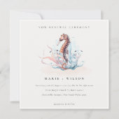 Onderwater Seahorse Seaweed Vow Renewal Invite Bedankkaart (Voorkant)