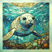 Onderwater Seal Glas in lood kunst Raamsticker (Vel 3)