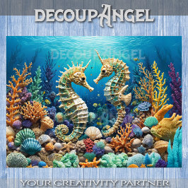 Onderwater Seaunicorn Paar - Decoupage - Tissuepapier