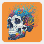 Onderwater Skullscape Vierkante Sticker (Voorkant)