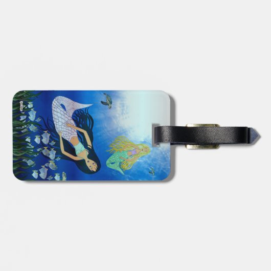 Onderwater spelen (Zeemeermin) Bagagelabel (Achterkant horizontaal)