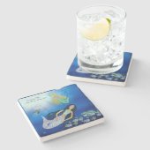 Onderwater spelen (Zeemeermin) Stenen Onderzetter (Zijkant)