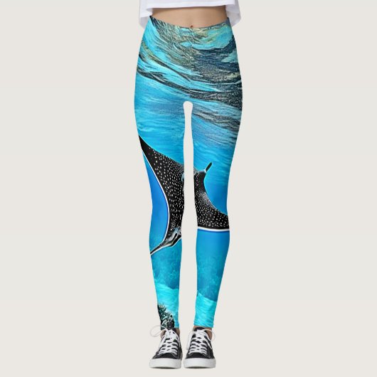 Onderwater spotted ray ontwerp leggings (Voorkant)