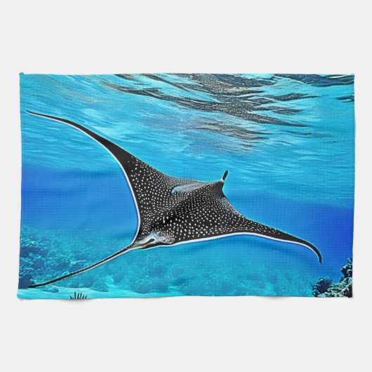 Onderwater spotted ray ontwerp theedoek (Horizontaal)