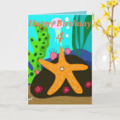 Onderwater Starfish editable age Birthday Card Kaart (Gele Bloem)