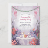 Onderwater Tea Party Schattigee Axolotl Ocean Birt Kaart (Voorkant)