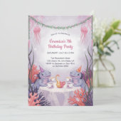 Onderwater Tea Party Schattigee Axolotl Ocean Birt Kaart (Staand voorkant)