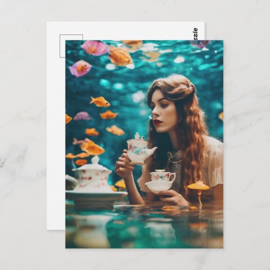 Onderwater thee met de goudvis briefkaart (Voorkant / Achterkant)