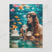 Onderwater thee met de goudvis briefkaart (Voorkant)