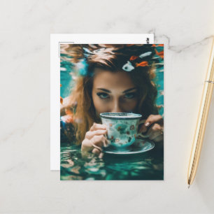 Onderwater thee met de goudvis briefkaart