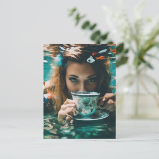 Onderwater thee met de goudvis briefkaart (Staand voorkant)