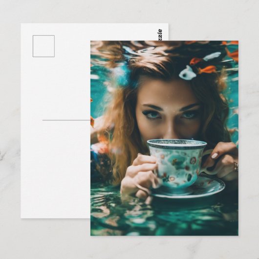 Onderwater thee met de goudvis briefkaart (Voorkant / Achterkant)