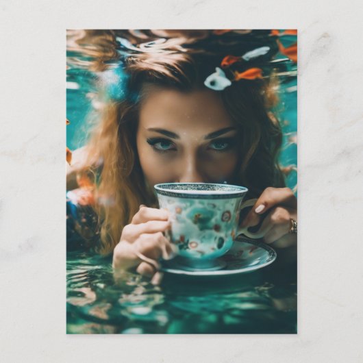 Onderwater thee met de goudvis briefkaart (Voorkant)