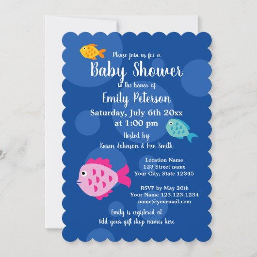 Onderwater thema babyshower uitnodigingen (Voorkant)