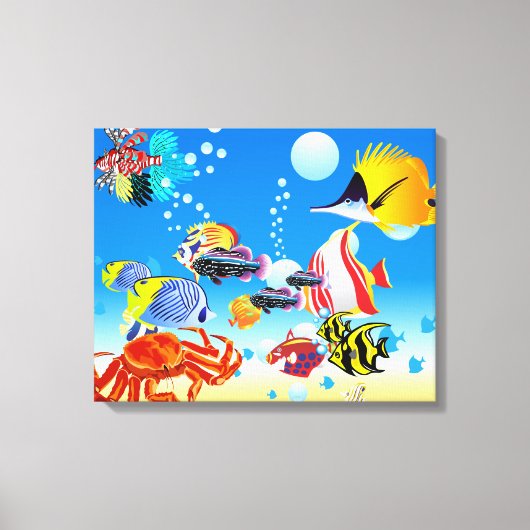 Onderwater Tropical Fish Fantasy Custom 2-Panel Canvas Afdruk (Voorkant)