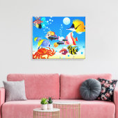Onderwater Tropical Fish Fantasy Custom 2-Panel Canvas Afdruk (Insitu (Woonkamer))