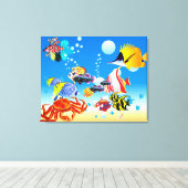 Onderwater Tropical Fish Fantasy Custom 2-Panel Canvas Afdruk (Insitu (Houten vloer))