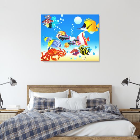Onderwater Tropical Fish Fantasy Custom 2-Panel Canvas Afdruk (Insitu (Slaapkamer))