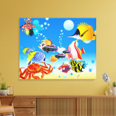 Onderwater Tropical Fish Fantasy Custom 2-Panel Canvas Afdruk (Insitu (Woonkamer))