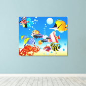 Onderwater Tropical Fish Fantasy Custom 2-Panel Canvas Afdruk (Insitu (Houten vloer))