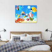 Onderwater Tropical Fish Fantasy Custom 2-Panel Canvas Afdruk (Insitu (Slaapkamer))
