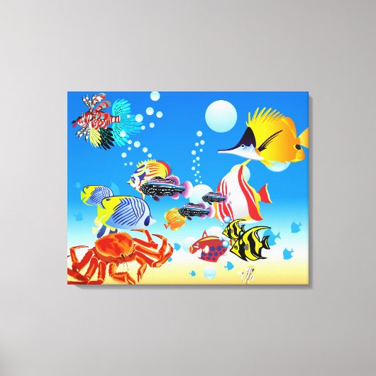 Onderwater Tropical Fish Fantasy Custom 2-Panel Canvas Afdruk (Voorkant)