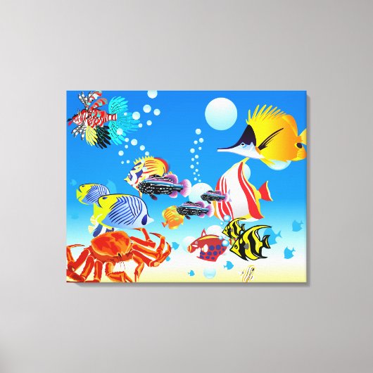 Onderwater Tropical Fish Fantasy Custom 2-Panel Canvas Afdruk (Voorkant)