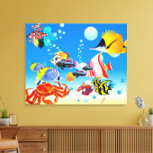 Onderwater Tropical Fish Fantasy Custom 2-Panel Canvas Afdruk (Insitu (Woonkamer))