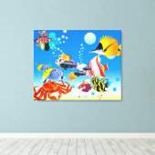 Onderwater Tropical Fish Fantasy Custom 2-Panel Canvas Afdruk (Insitu (Houten vloer))