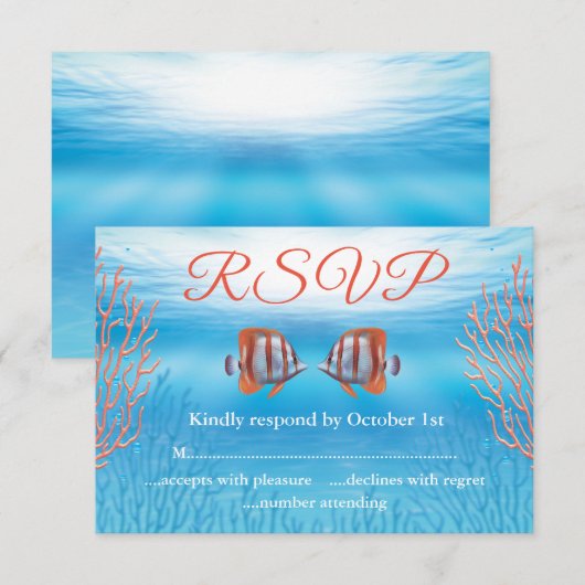 Onderwater Twee Minder Vissen in het Zee RSVP (Voorkant / Achterkant)