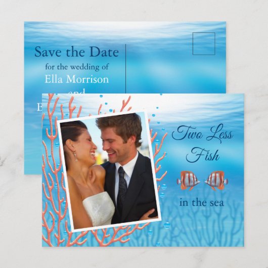 Onderwater Twee Minder Vissen in het Zee Save the  Briefkaart (Voorkant / Achterkant)