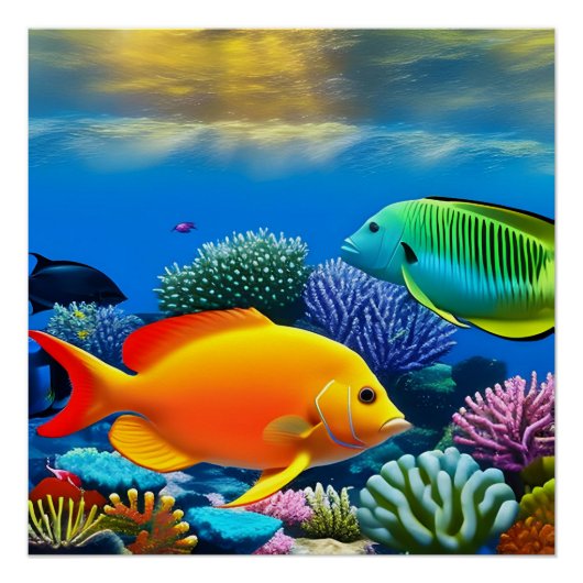 Onderwater Vis en Koraalrif Perfect Poster (Voorkant)